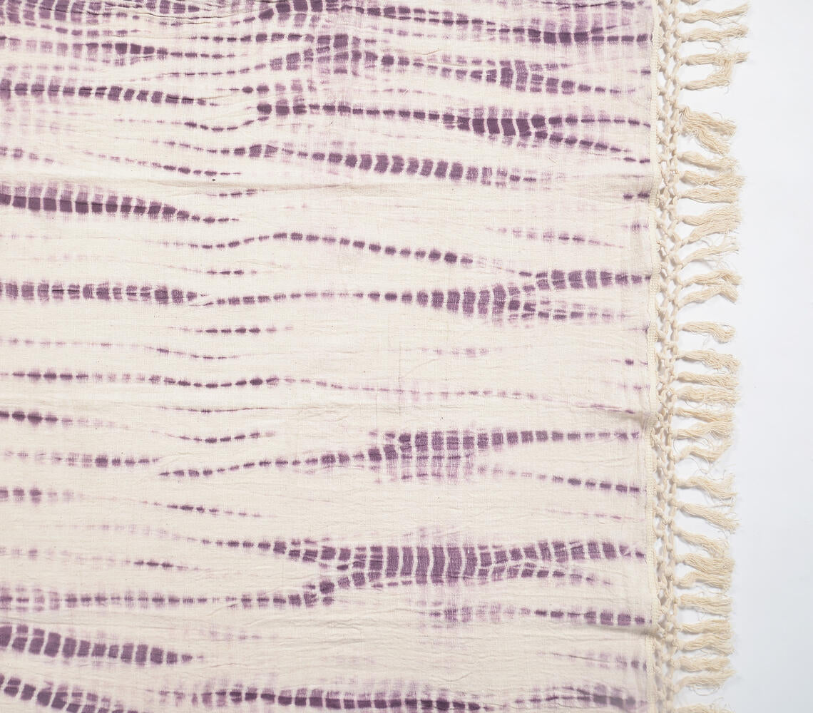 Tie Dye Mauve Cotton Throw with Tassels