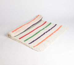 Striped Multicolor Crochet Throw