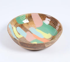 Handcrafted Mango Wood Abstract Serving Bowl