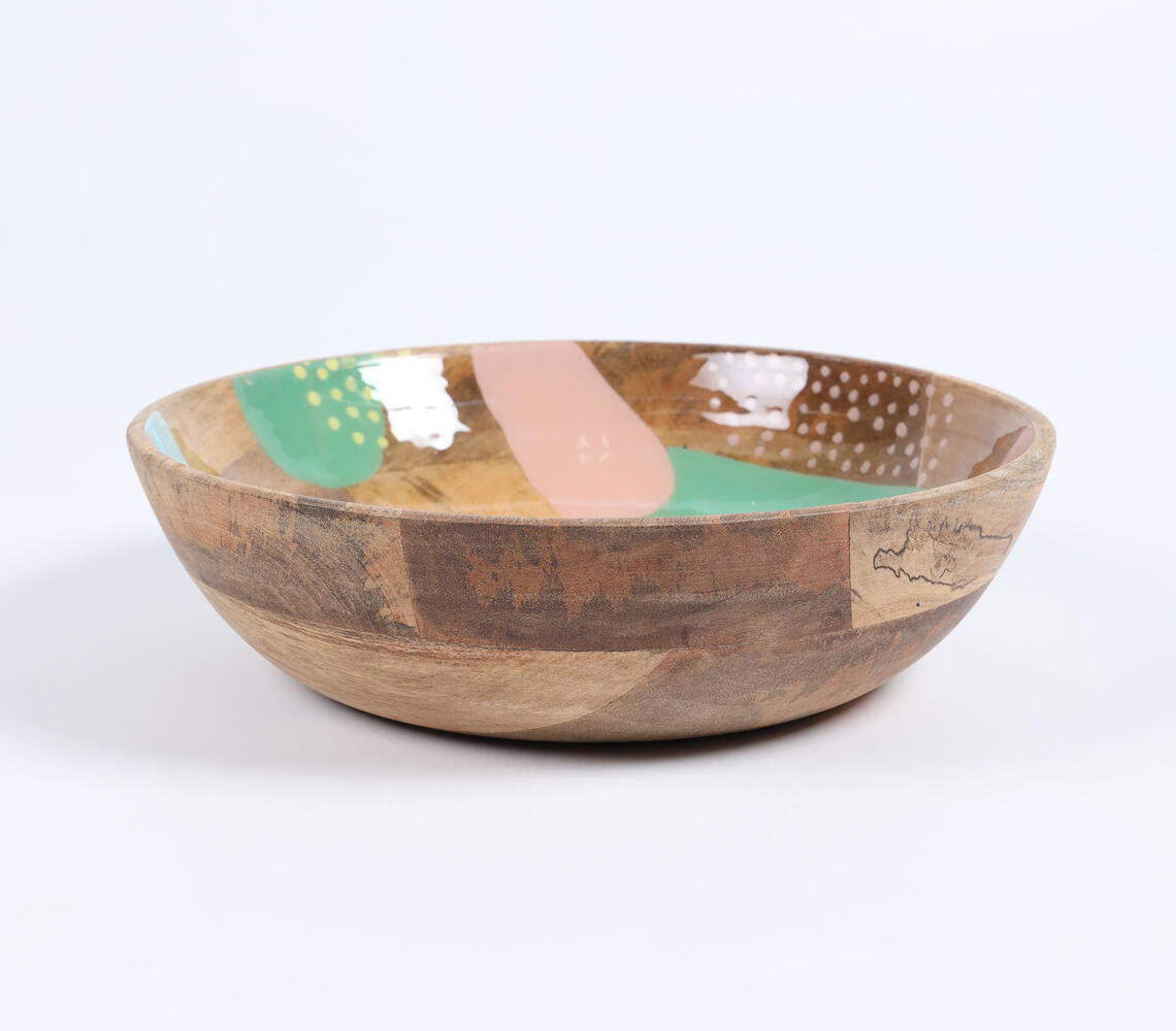 Handcrafted Mango Wood Abstract Serving Bowl