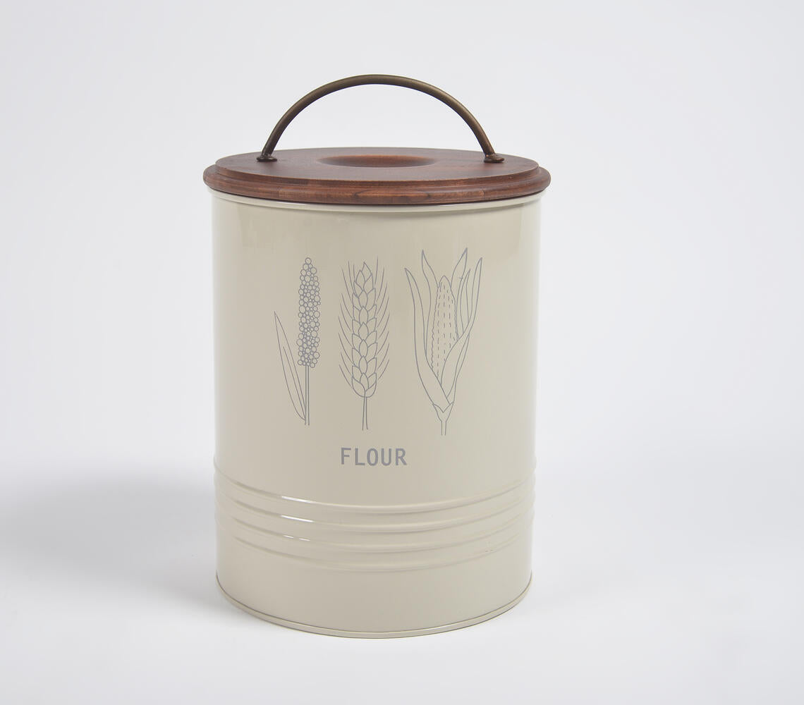 Farmhouse Flour Canister with Wooden Lid