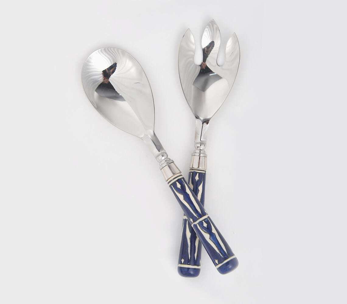 Ceramic and Stainless Steel Salad Servers