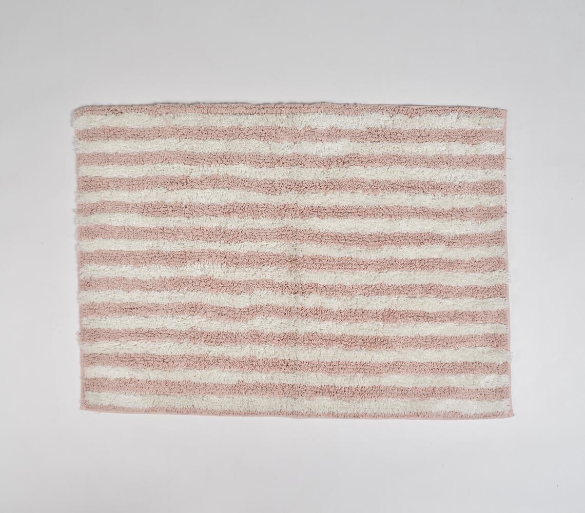 Blush Pink Striped Bath Mat