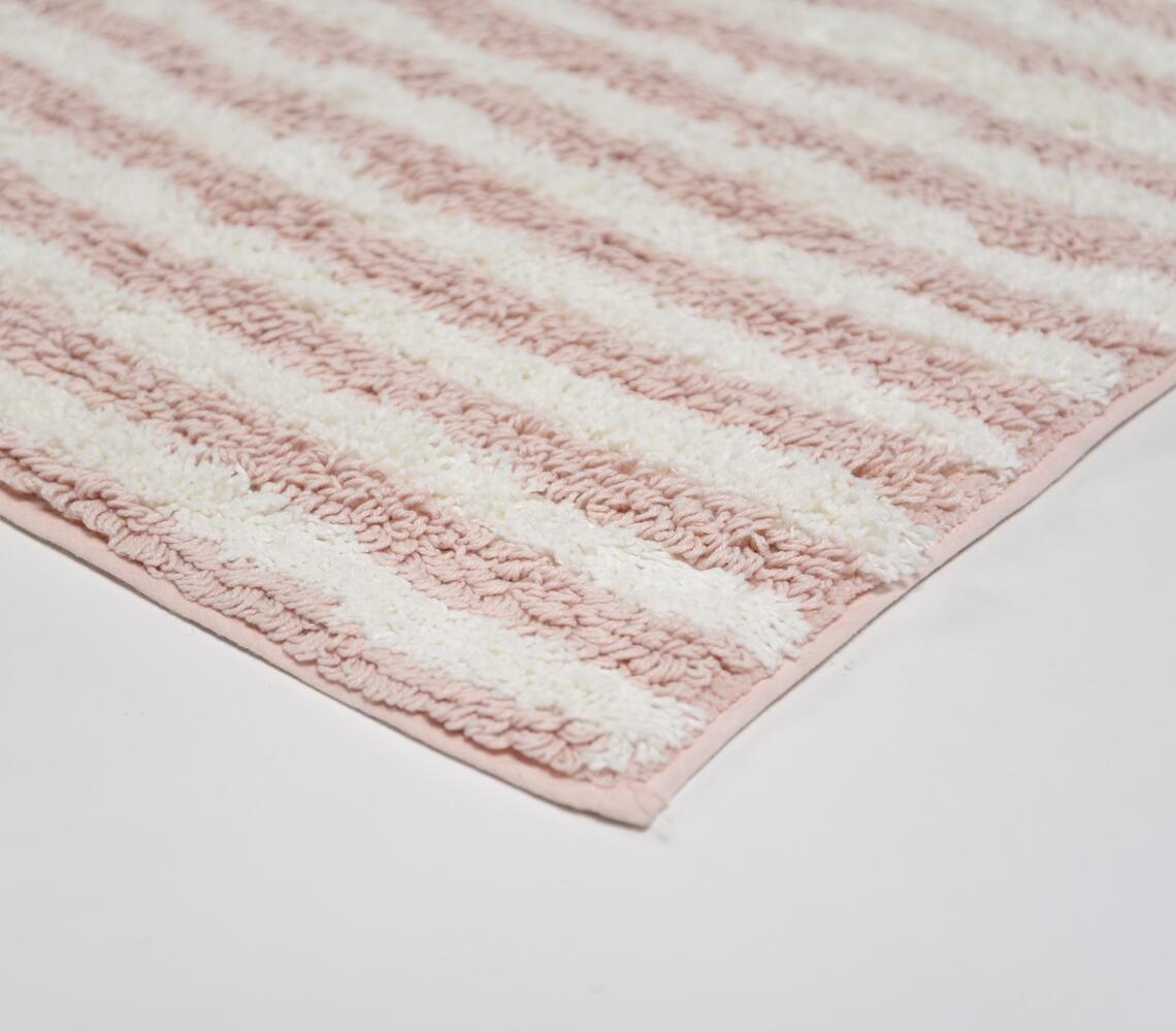 Blush Pink Striped Bath Mat