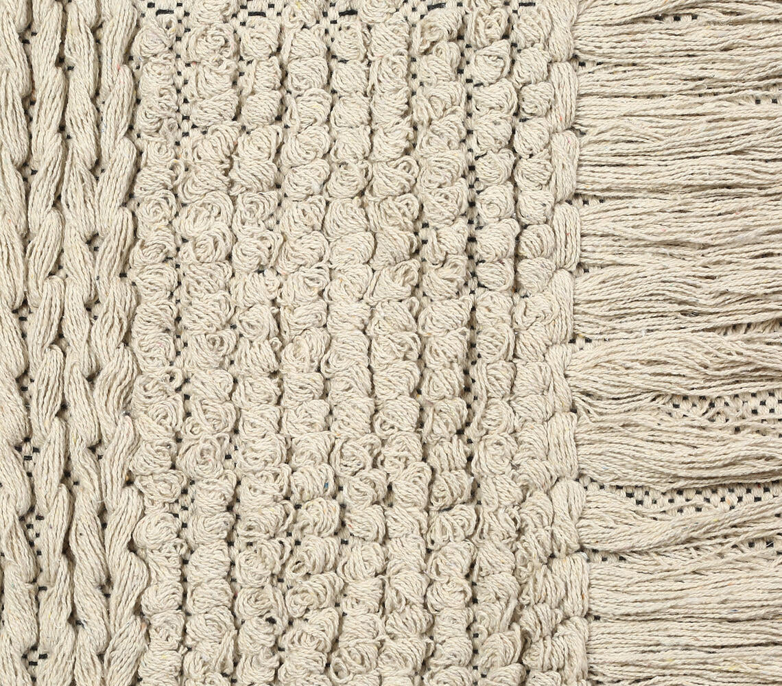Neutral Woven rug with Tufts & Tassels