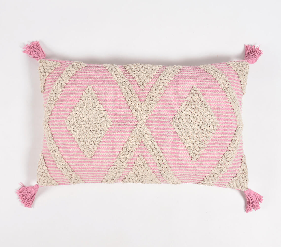 Pink Diamond Print Lumbar Pillow Cover