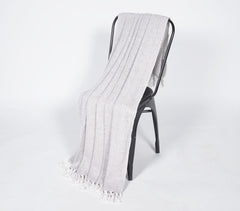 Handwoven Cotton Grey Chevron Tasseled Throw Blanket