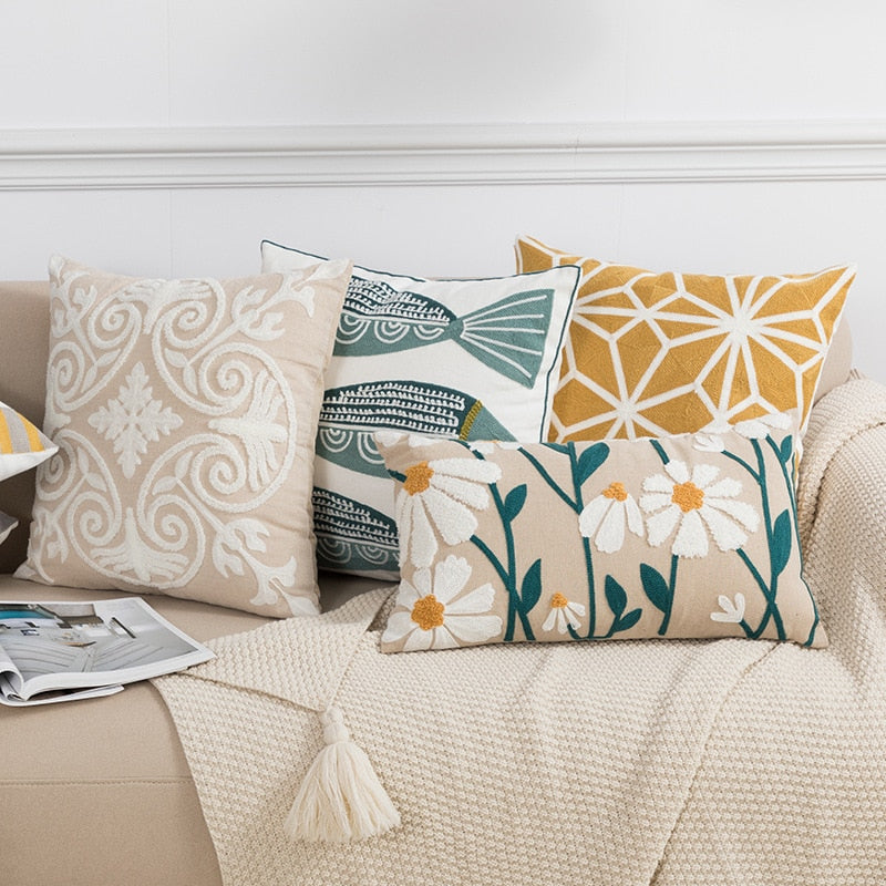 Embroidered Pillow Cover | Geometric Pillow Design | Pembroke Lane